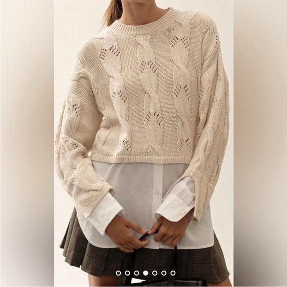 Anthropologie X Pilcro Cable Twofer Sweater Small - Picture 4 of 6